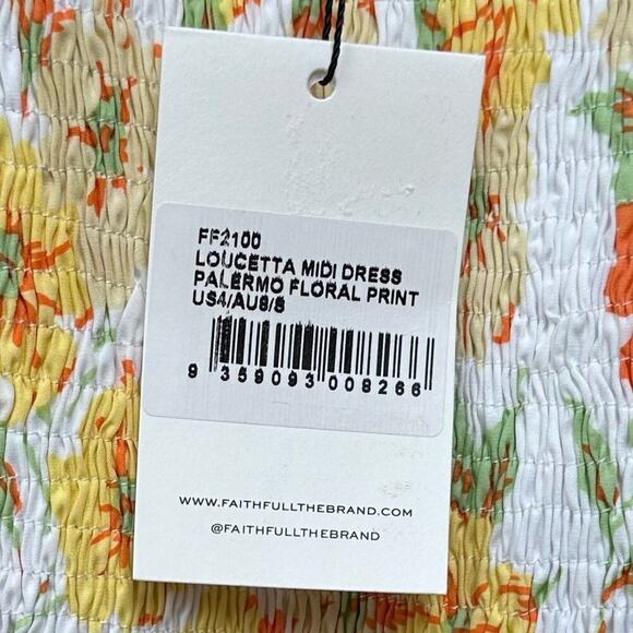 NWT Faithfull the Brand Loucetta Dress Palermo Floral Orange Print Size 2 XS - Picture 6 of 9